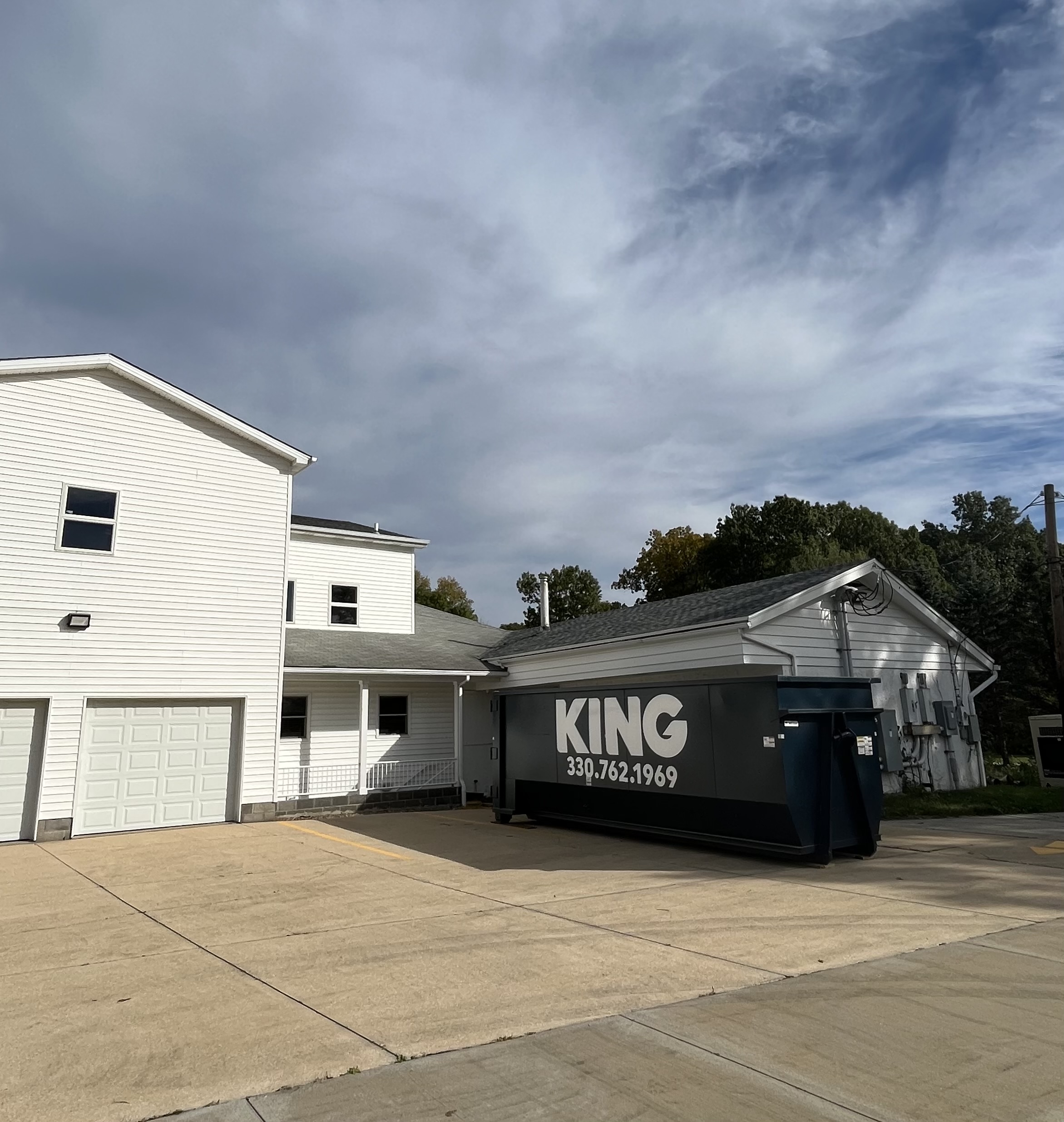 40 yard dumpster placed behind house in Kent, Ohio