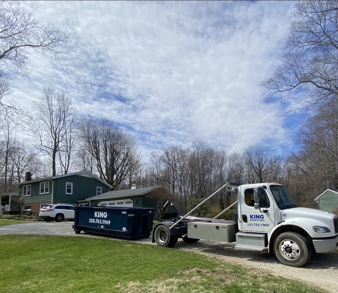 20 Yard dumpster being delivered in Ravenna, Ohio