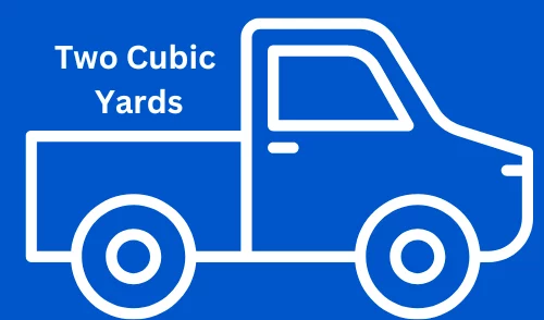 Infographic showing that pick up truck bed is two cubic yards